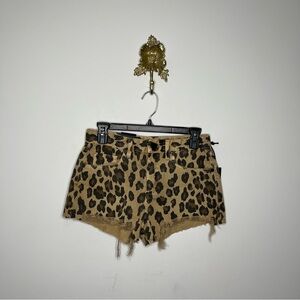 BLANKNYC Leopard Print Denim Shorts 25
